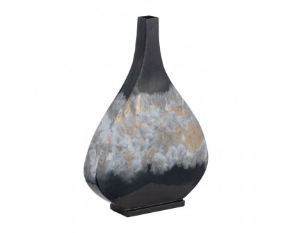 Sagebrook 18" Metal Vase - Black/Gold