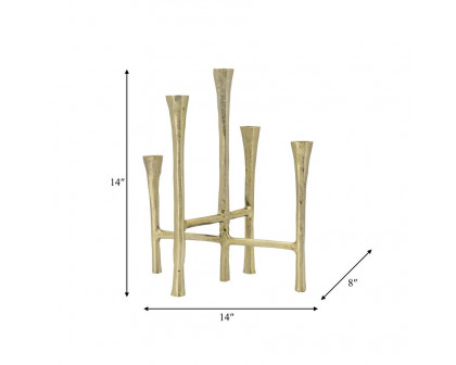 Sagebrook - 14" 5-Candlesticks Stand in Gold