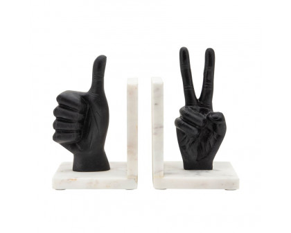 Sagebrook Hand Sign Bookends (Set Of 2) - Black