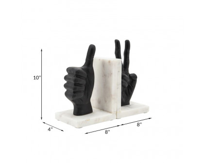 Sagebrook Hand Sign Bookends (Set Of 2) - Black