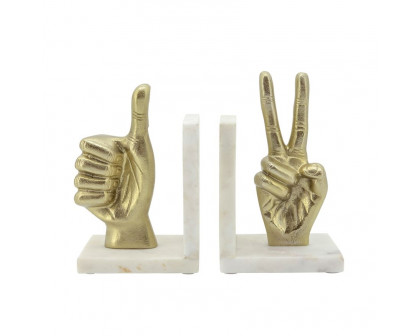 Sagebrook Hand Sign Bookends (Set Of 2) - Gold