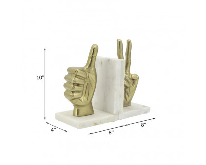 Sagebrook Hand Sign Bookends (Set Of 2) - Gold