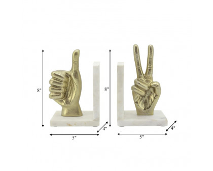 Sagebrook Hand Sign Bookends (Set Of 2) - Gold