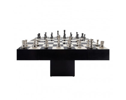 Sagebrook - 32"x32" Resin Chess Set in Black/White