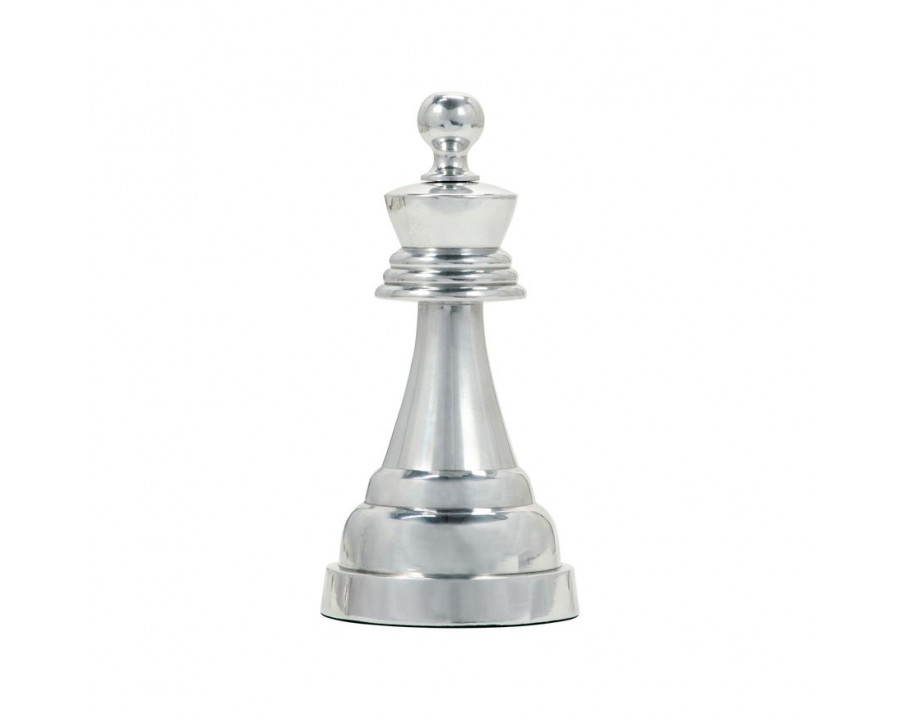 Sagebrook 9" Metal Queen Chess Piece - Silver