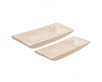 Sagebrook 15"/20" Wood Rectangular Tray (Set Of 2)