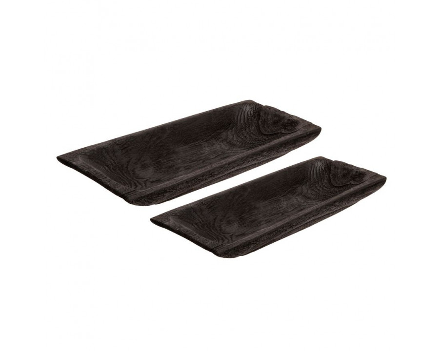 Sagebrook 15"/20" Wood Rectangular Tray (Set Of 2)