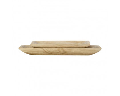 Sagebrook 15"/20" Wood Rectangular Tray (Set Of 2) - Natural