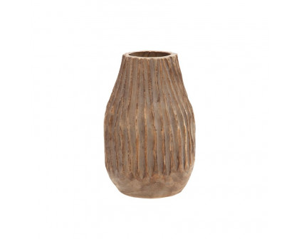 Sagebrook - 8" Wood Ridged Vase in White