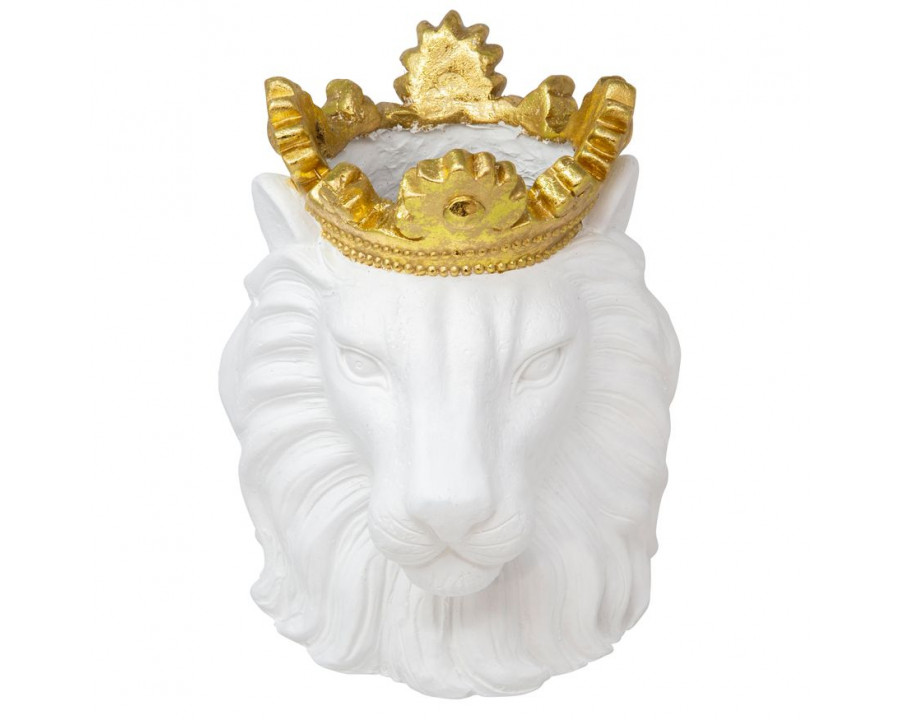 Sagebrook - 9" Resin Lion With Crown in White