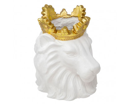 Sagebrook - 9" Resin Lion With Crown in White