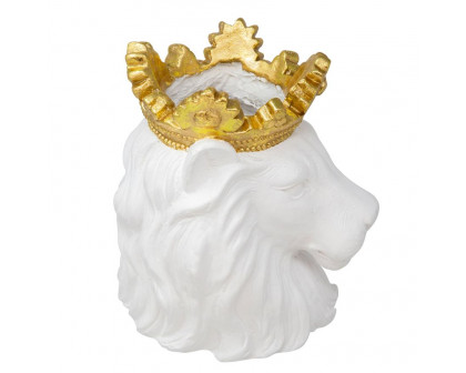 Sagebrook - 9" Resin Lion With Crown in White