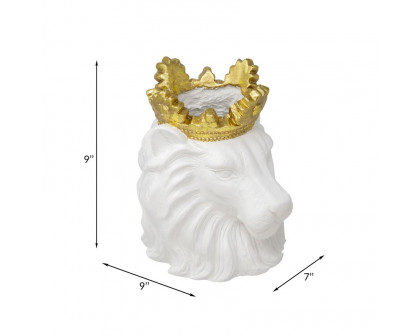 Sagebrook - 9" Resin Lion With Crown in White