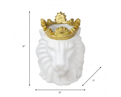 Sagebrook - 9" Resin Lion With Crown in White