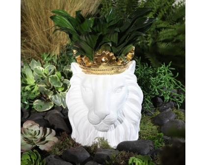 Sagebrook - 9" Resin Lion With Crown in White