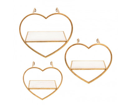 Sagebrook Metal/Wood Heart Wall Shelves (Set Of 3)