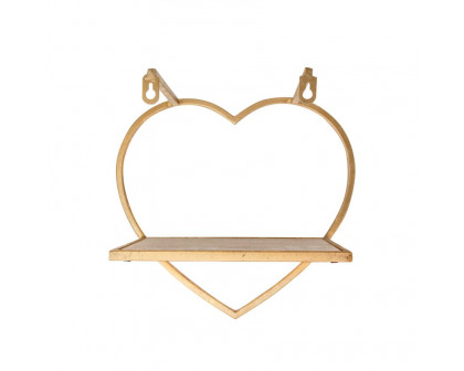 Sagebrook Metal/Wood Heart Wall Shelves (Set Of 3) - Gold