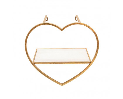 Sagebrook Metal/Wood Heart Wall Shelves (Set Of 3) - Gold