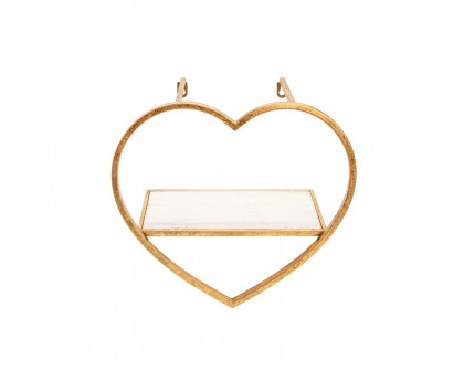 Sagebrook Metal/Wood Heart Wall Shelves (Set Of 3) - Gold