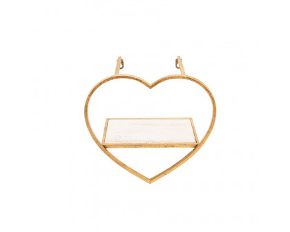 Sagebrook Metal/Wood Heart Wall Shelves (Set Of 3) - Gold