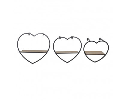 Sagebrook - Metal/Wood 2 Tier Heart Wall Shelf