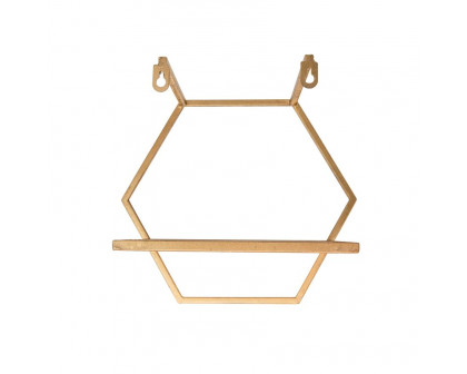 Sagebrook - Metal/Wood Hexagon Wall Shelves (Set Of 3) in Gold