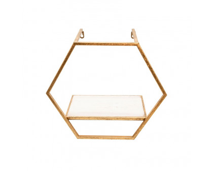 Sagebrook - Metal/Wood Hexagon Wall Shelves (Set Of 3) in Gold