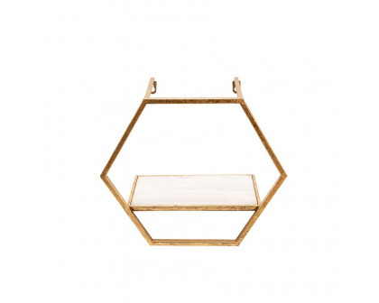 Sagebrook - Metal/Wood Hexagon Wall Shelves (Set Of 3) in Gold