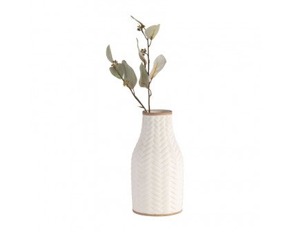 Sagebrook 10" Chevron Vase - White