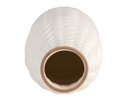 Sagebrook 10" Chevron Vase - White