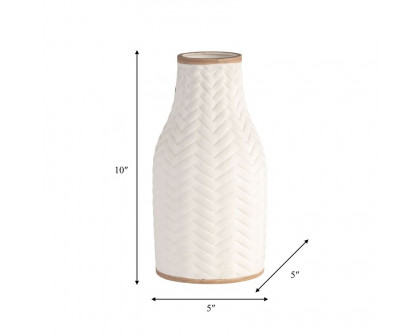 Sagebrook 10" Chevron Vase - White