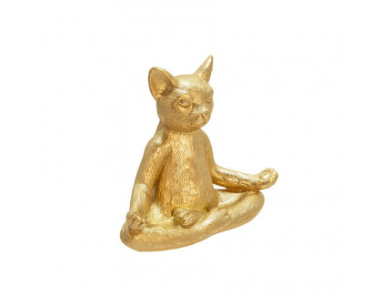 Sagebrook - 7" Polyresin Yoga Cat in Gold