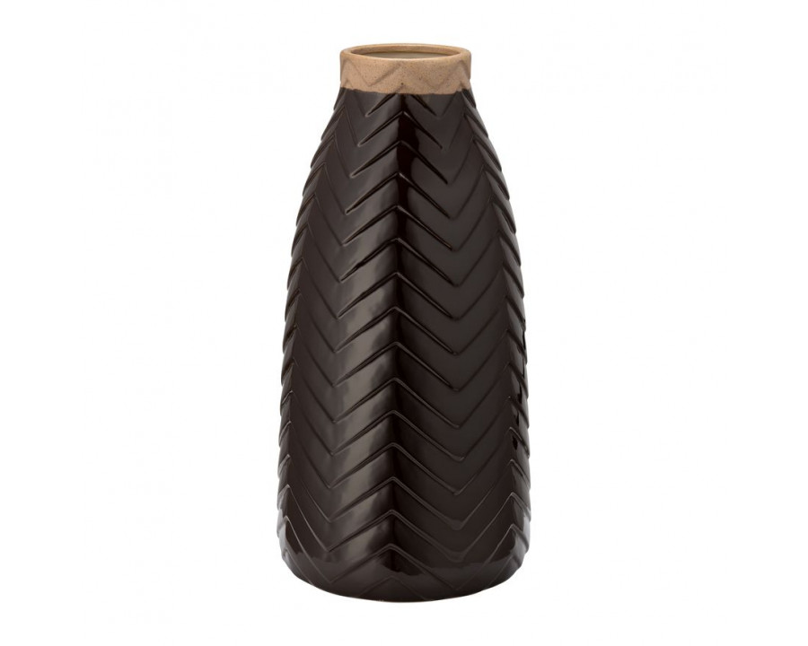 Sagebrook - 18" Ceramic Chevron Vase in Java