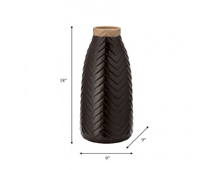 Sagebrook - 18" Ceramic Chevron Vase in Java