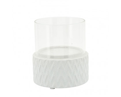 Sagebrook 5" White Ceramic/Glass Pillar Holder