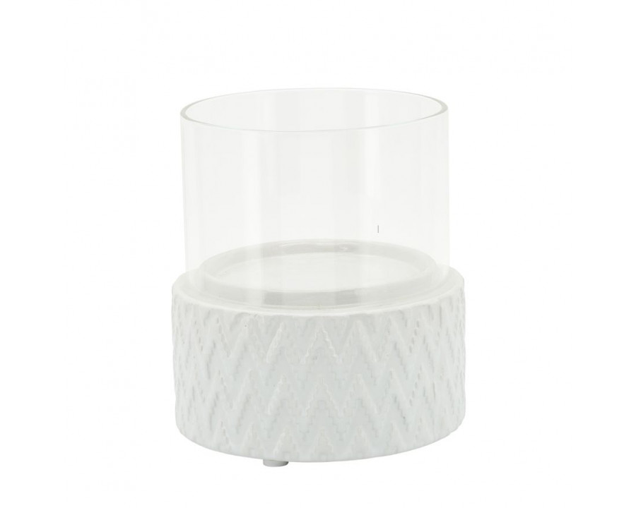 Sagebrook - 5" White Ceramic/Glass Pillar Holder