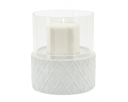 Sagebrook 5" White Ceramic/Glass Pillar Holder