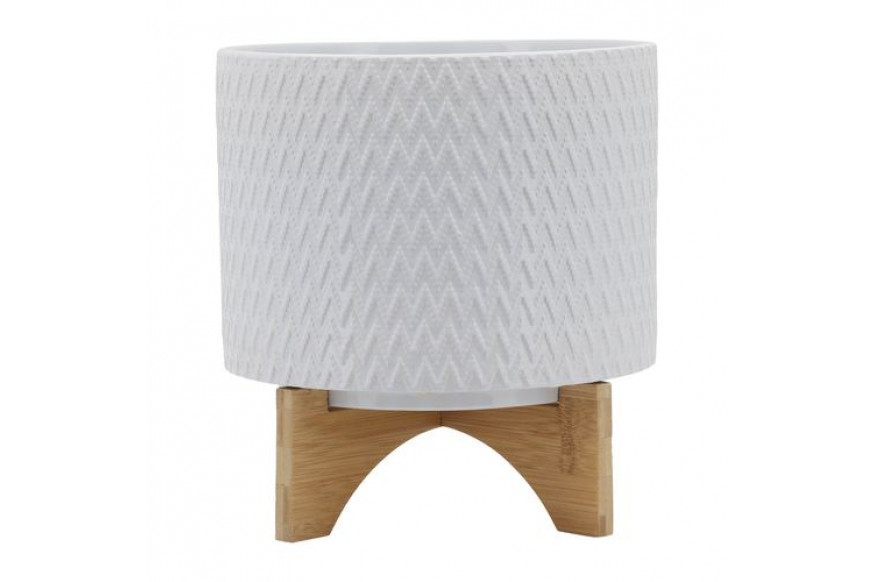 Sagebrook™ 10" Chevron Planter With Stand - White