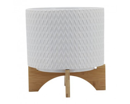 Sagebrook™ 10" Chevron Planter With Stand - White