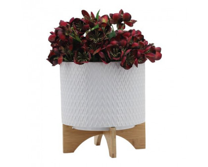 Sagebrook™ 10" Chevron Planter With Stand - White