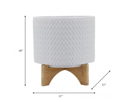 Sagebrook™ 10" Chevron Planter With Stand - White