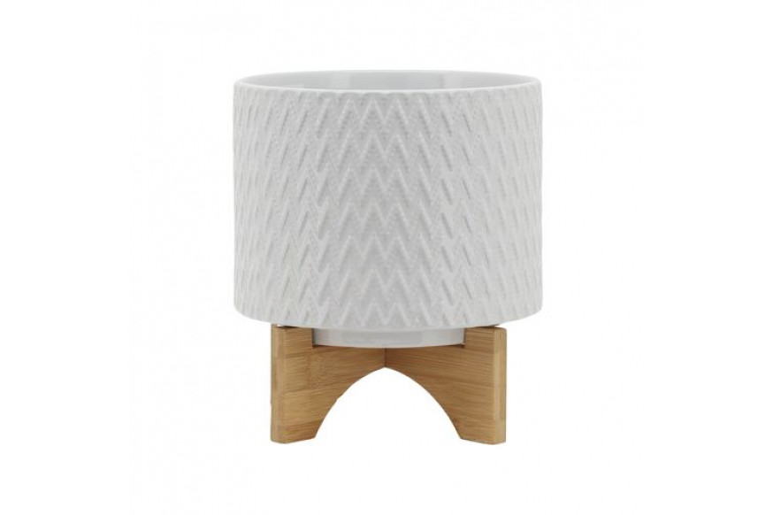 Sagebrook™ 8" Chevron Planter With Stand - White