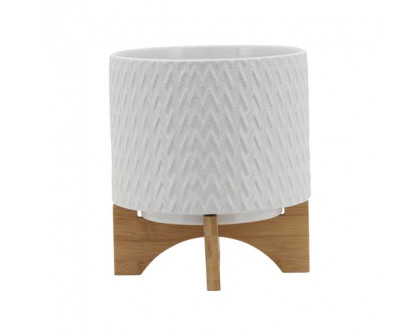 Sagebrook™ 8" Chevron Planter With Stand - White