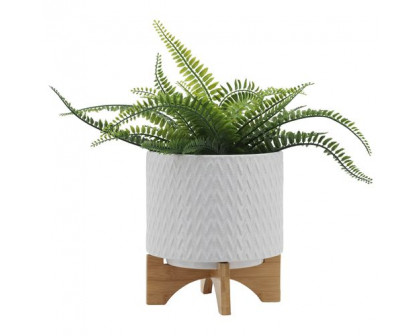 Sagebrook™ 8" Chevron Planter With Stand - White