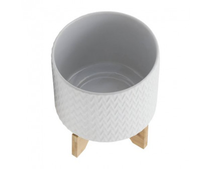 Sagebrook™ 8" Chevron Planter With Stand - White