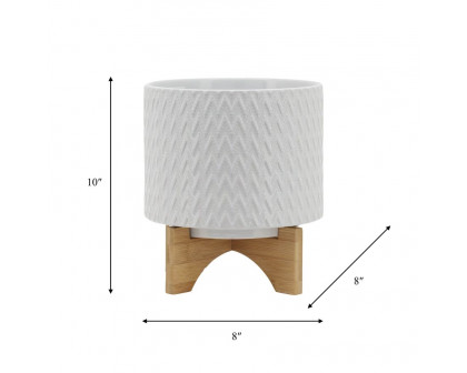 Sagebrook™ 8" Chevron Planter With Stand - White