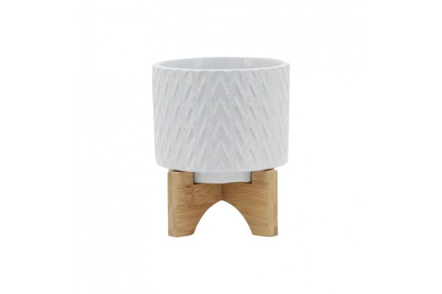 Sagebrook™ 5" Chevron Planter With Stand - White