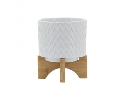 Sagebrook™ 5" Chevron Planter With Stand - White