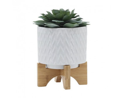 Sagebrook™ 5" Chevron Planter With Stand - White