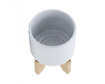 Sagebrook™ 5" Chevron Planter With Stand - White